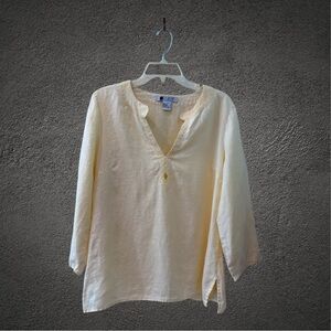 Carole Little Linen Tunic with Beaded Neckline